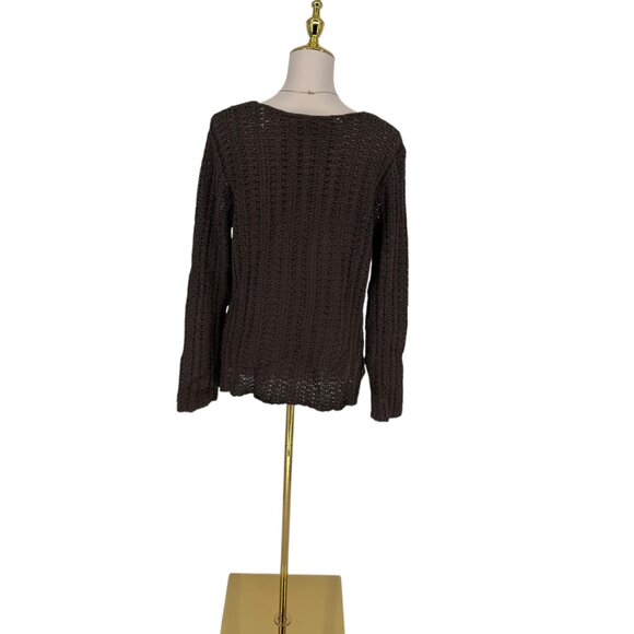 VTG J.Jill Sz XL Loose Open Knit Long Sleeve Cotton Pullover Sweater Shale NWT - Picture 12 of 16